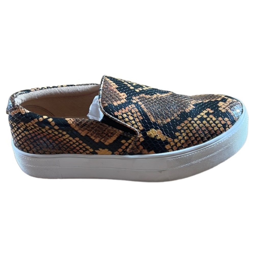 STEVE MADDEN WOMENS GILLS CLASSIC SLIP ON FASHION SNEAKER GOLD SNAKE SKIN SZ 6